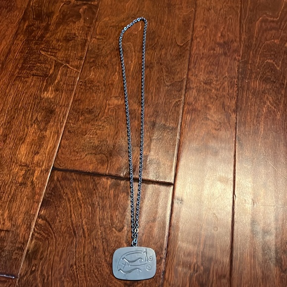 Mid Century Signed Jorgen Jenson Pendant Chain Necklace Pewter DENMARK 163 - Picture 5 of 5